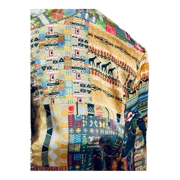 Vintage Style Boho Patchwork Midi Dress Long Sleeve L - Picture 4 of 16